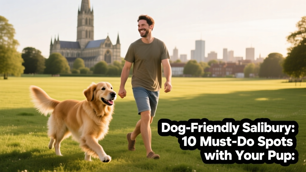 A dog and pet parent enjoying an open green space in Salisbury.