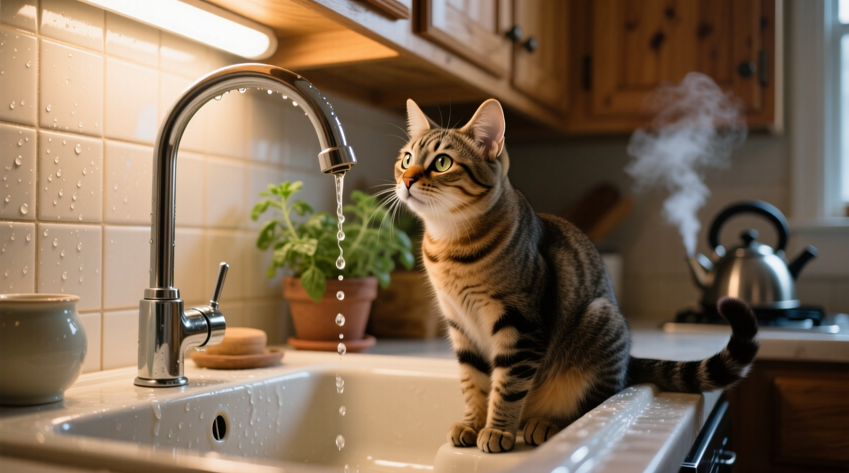why does my cat sit in the sink and stare at the faucet for minutes