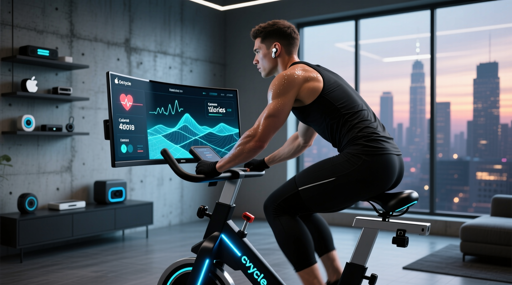 nerdcycle mounted monitor exercise bike