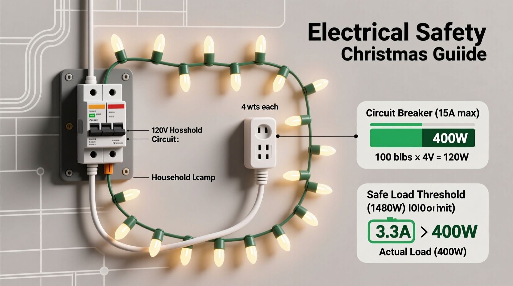 what wattage should your christmas light circuit be to avoid tripping breakers