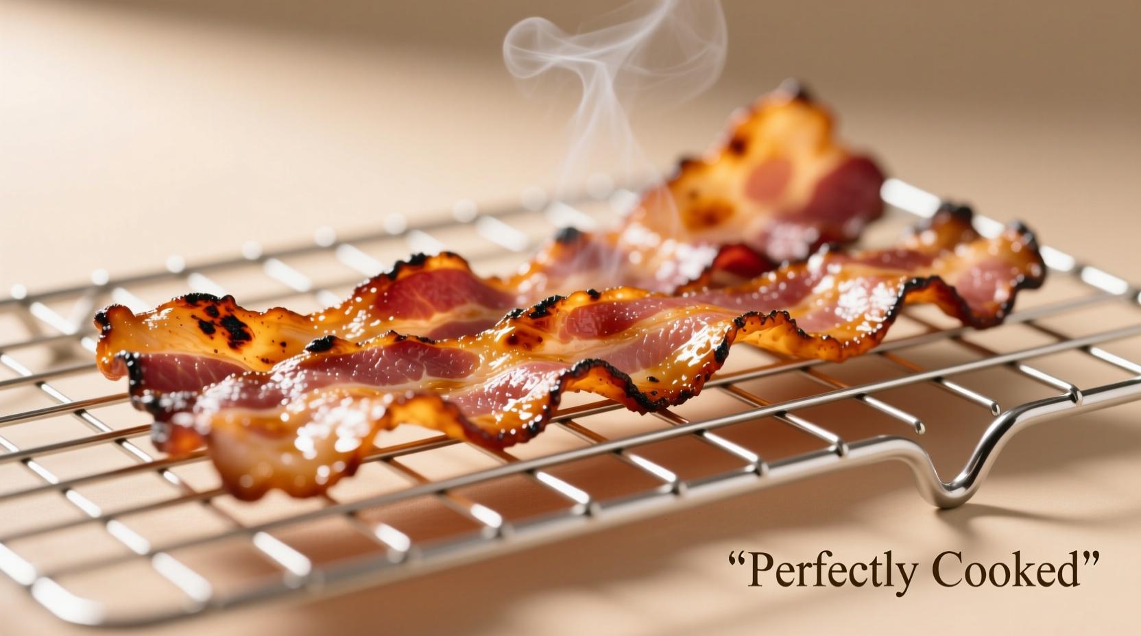 Perfectly cooked oven bacon on wire rack