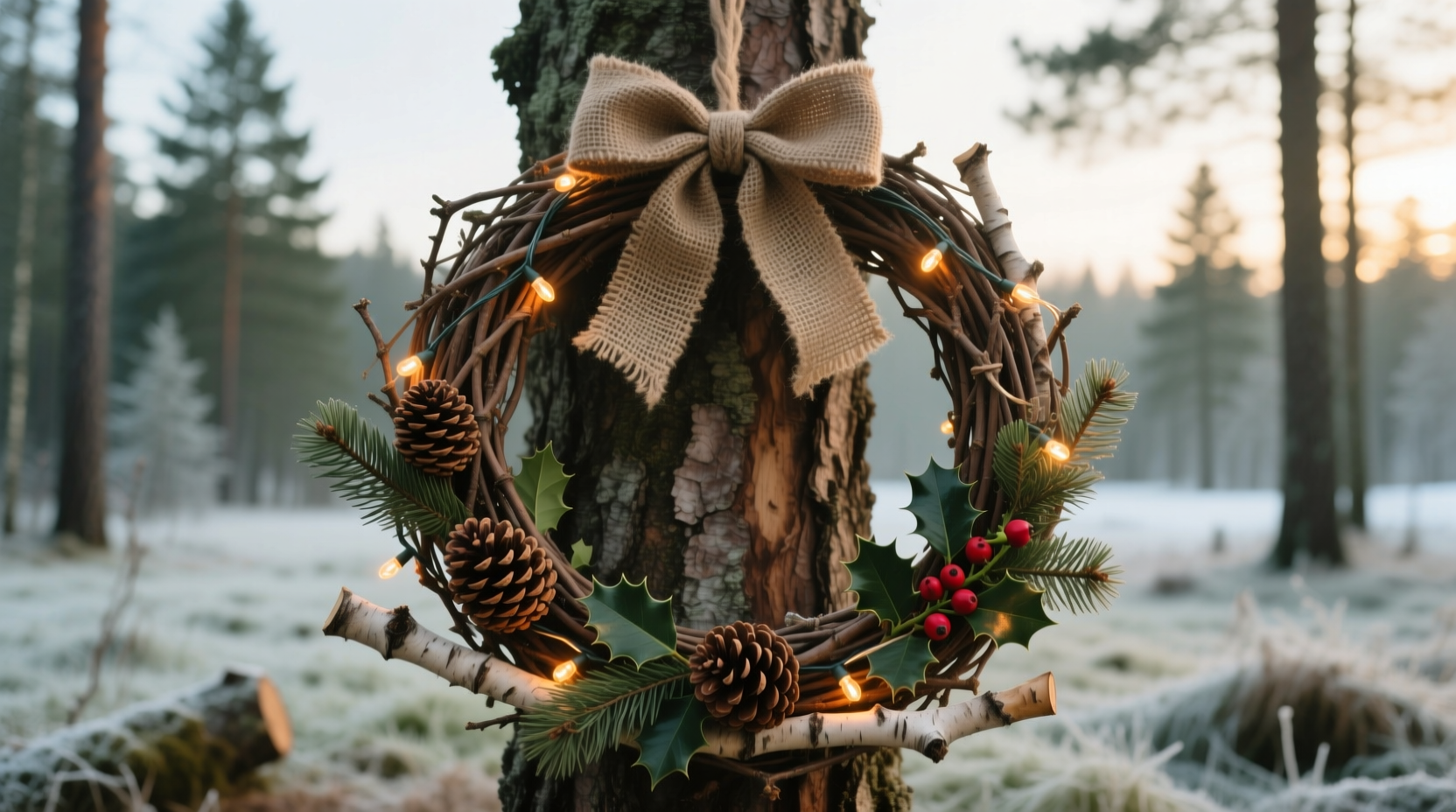 how to make a rustic christmas wreath using tree branch cuttings