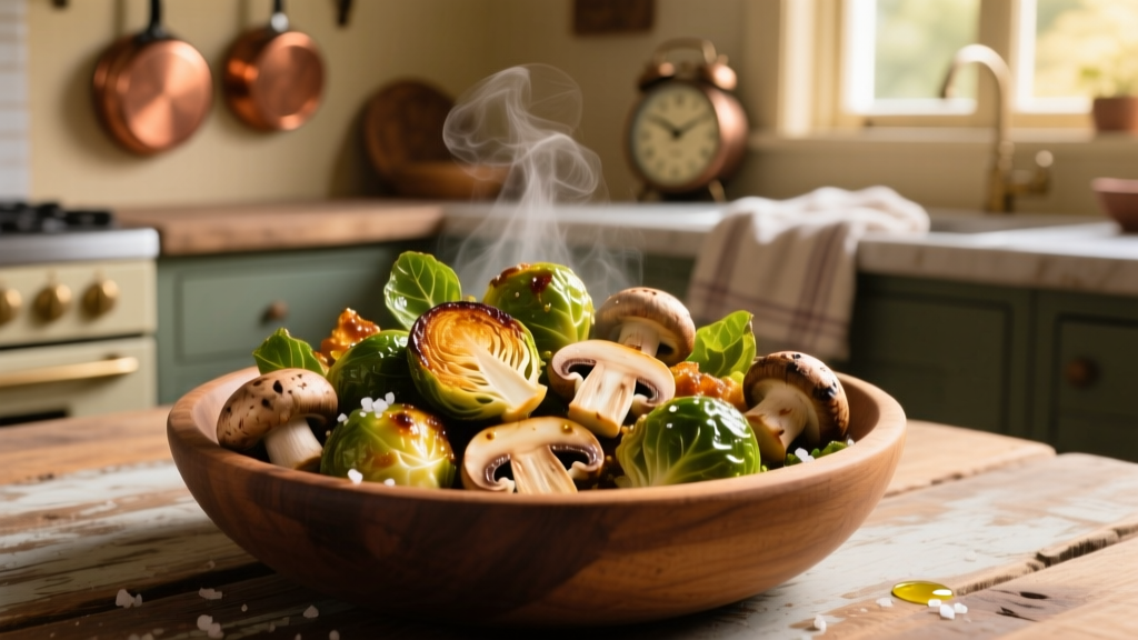 Crispy Air Fryer Brussels Sprouts & Mushrooms