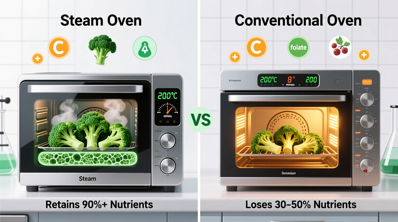 steam ovens vs conventional ovens which cooks vegetables faster while retaining nutrients