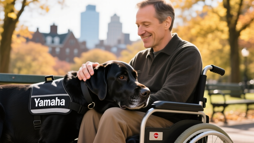 Yamaha the black lab service dog