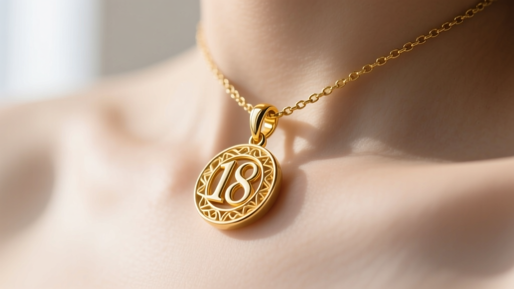 Macro shot of a heavy 18k gold pendant with a reinforced bail resting perfectly flat against a collarbone in sharp, bright focus.
