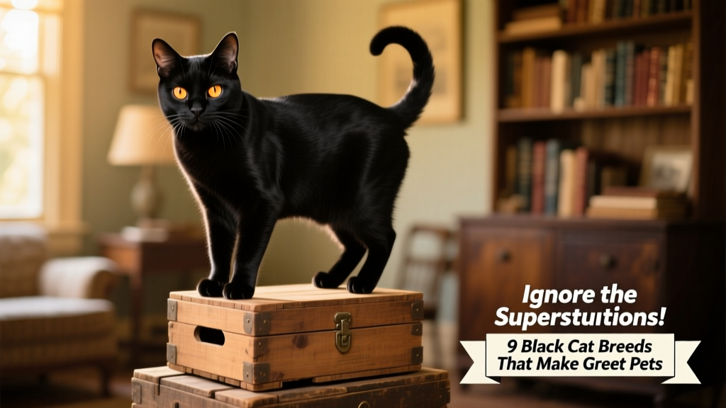 black american shorthair cat standing on boxes