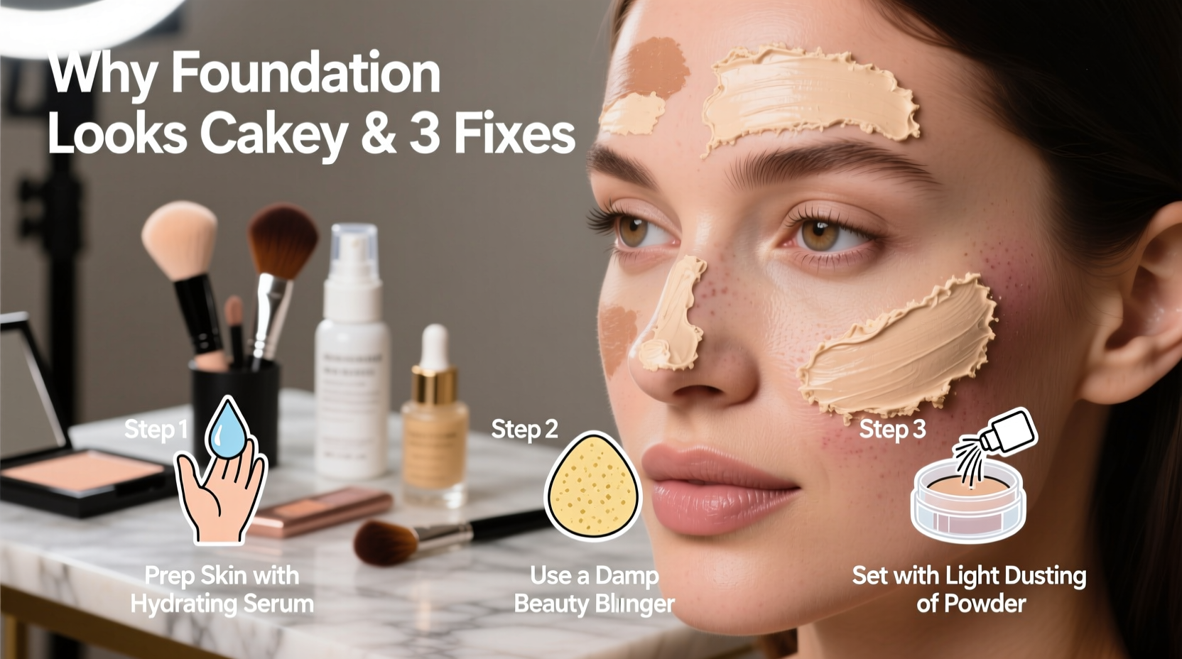 why does my foundation look cakey and how to fix it in three steps