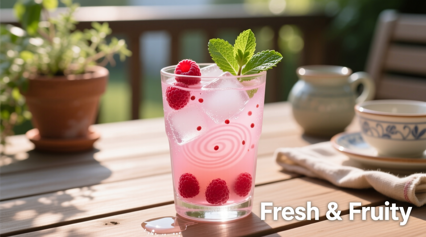 Fresh pink lemonade with raspberries and mint garnish