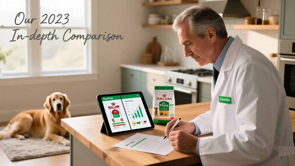 Veterinary nutritionist reviewing FurPetVo formula documentation alongside lab test results