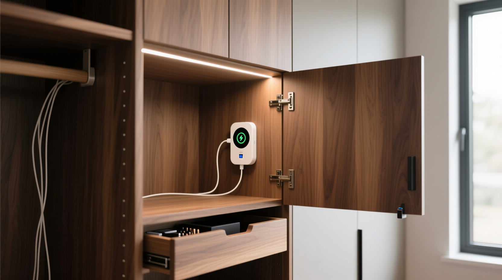 closet organization tips discreet charging stations