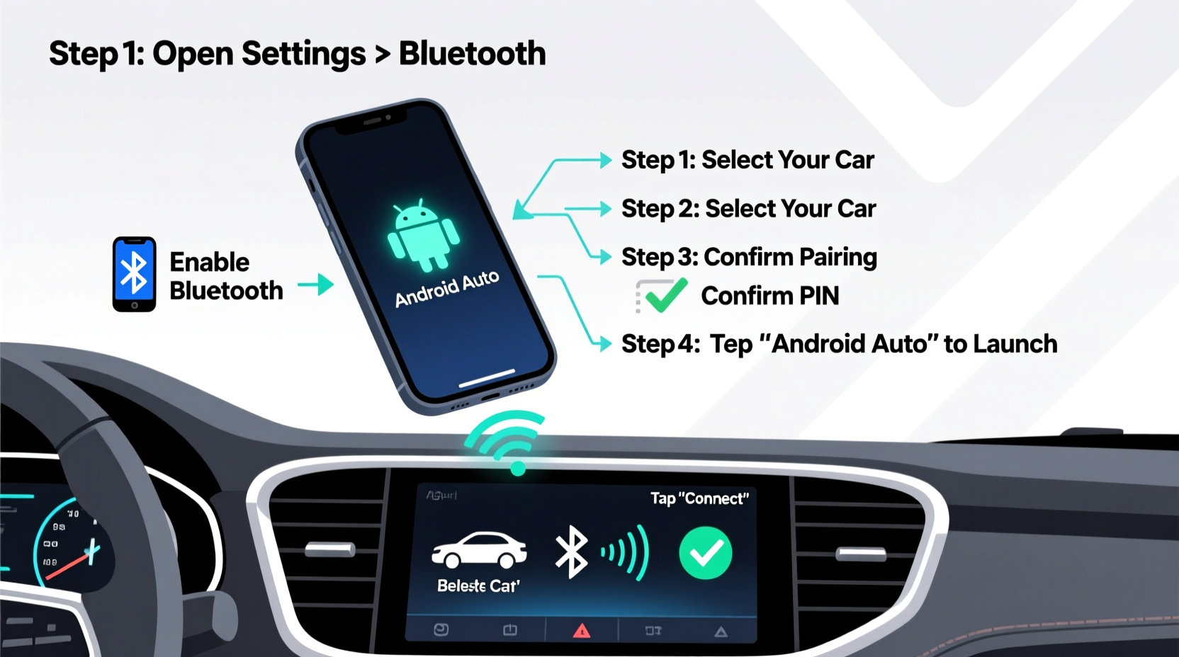 How to Pair Phone to Car via Bluetooth & Android Auto