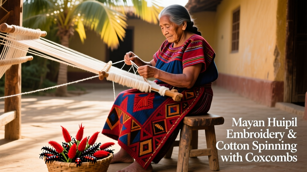 Mayan Huipil Embroidery Techniques And Cotton Spinning With Coxcombs