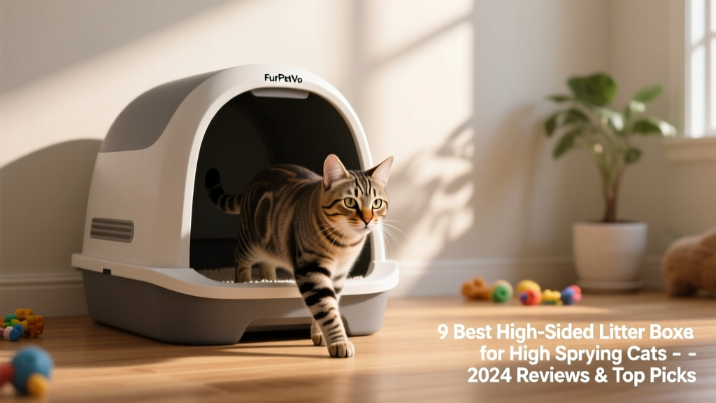 Cat confidently entering the FurPetVo Jumbo Hooded Litter Box through its wide, low-profile opening