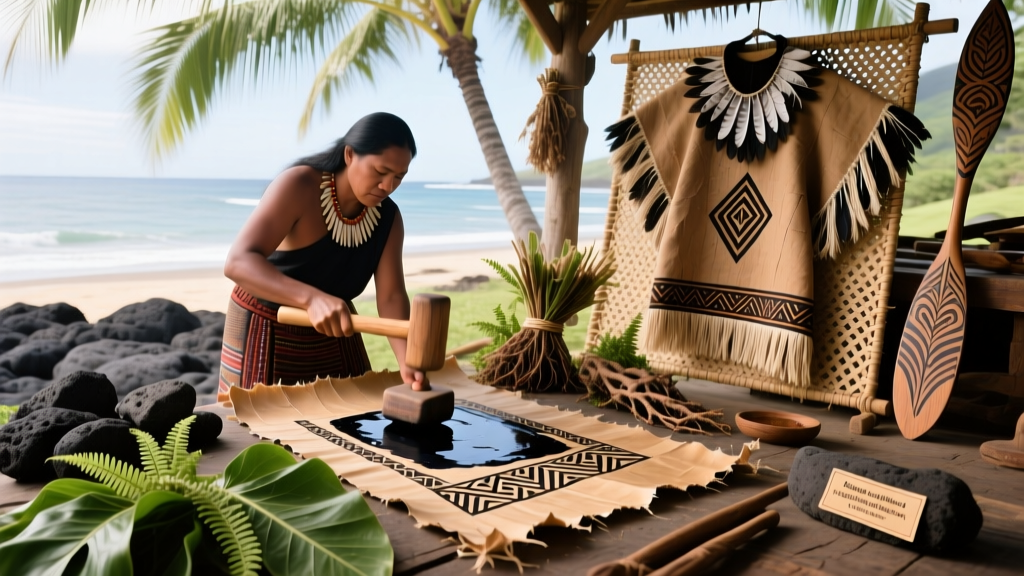 Hawaiian Kapa Cloth Beating And Fern Ink Dyeing Methods