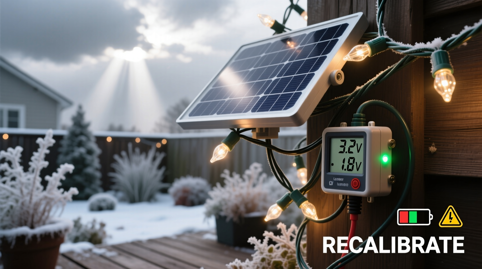 why do my solar christmas lights blink erratically during cloudy days and how to recalibrate