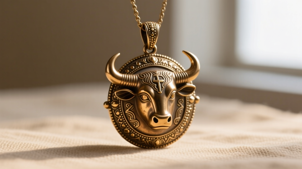 Bronze Roman bulla pendant with intricate granulation details, shot from a 45-degree angle against a neutral linen backdrop