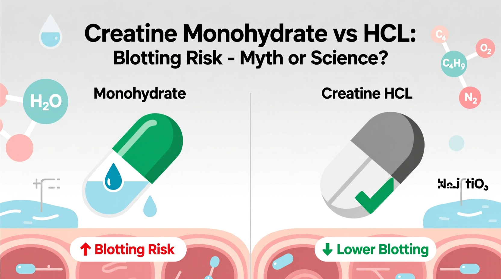 creatine monohydrate vs hcl is the bloating risk real or just gym bro science
