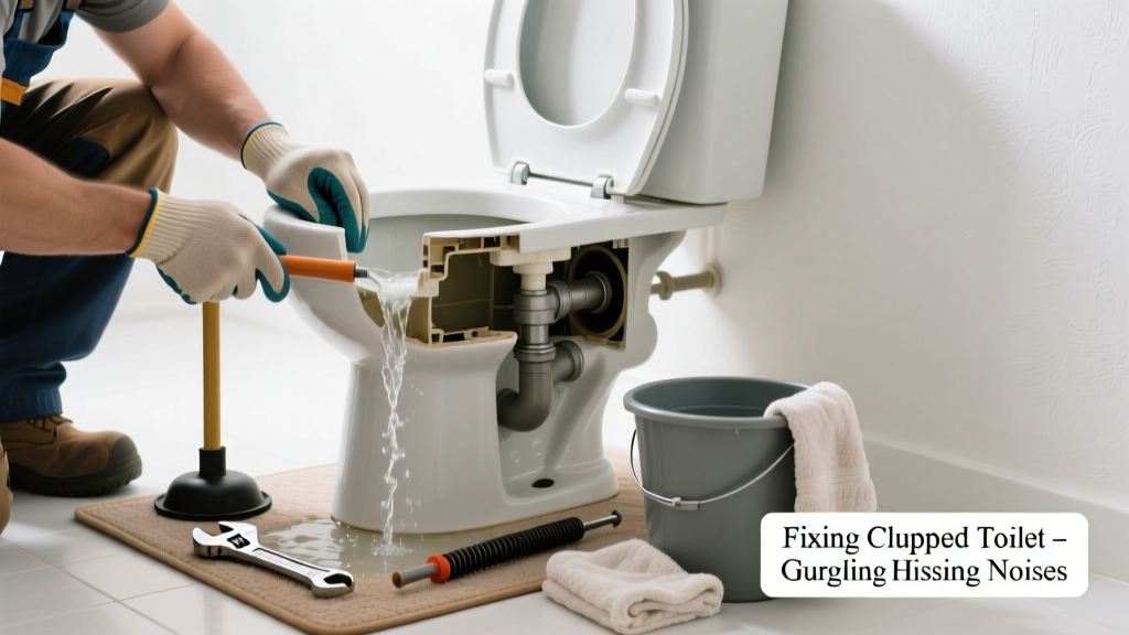 Fixing a Clogged Toilet That Makes Gurgling or Hissing Noises