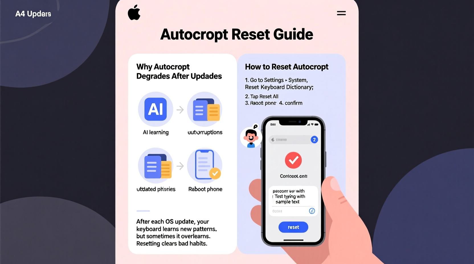 why does my phone autocorrect get worse after updates and how to reset it