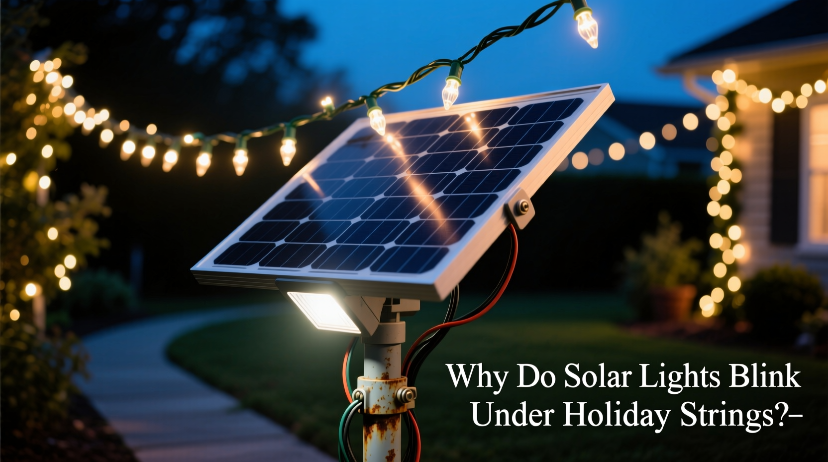 why do my solar pathway lights blink erratically under holiday string lights