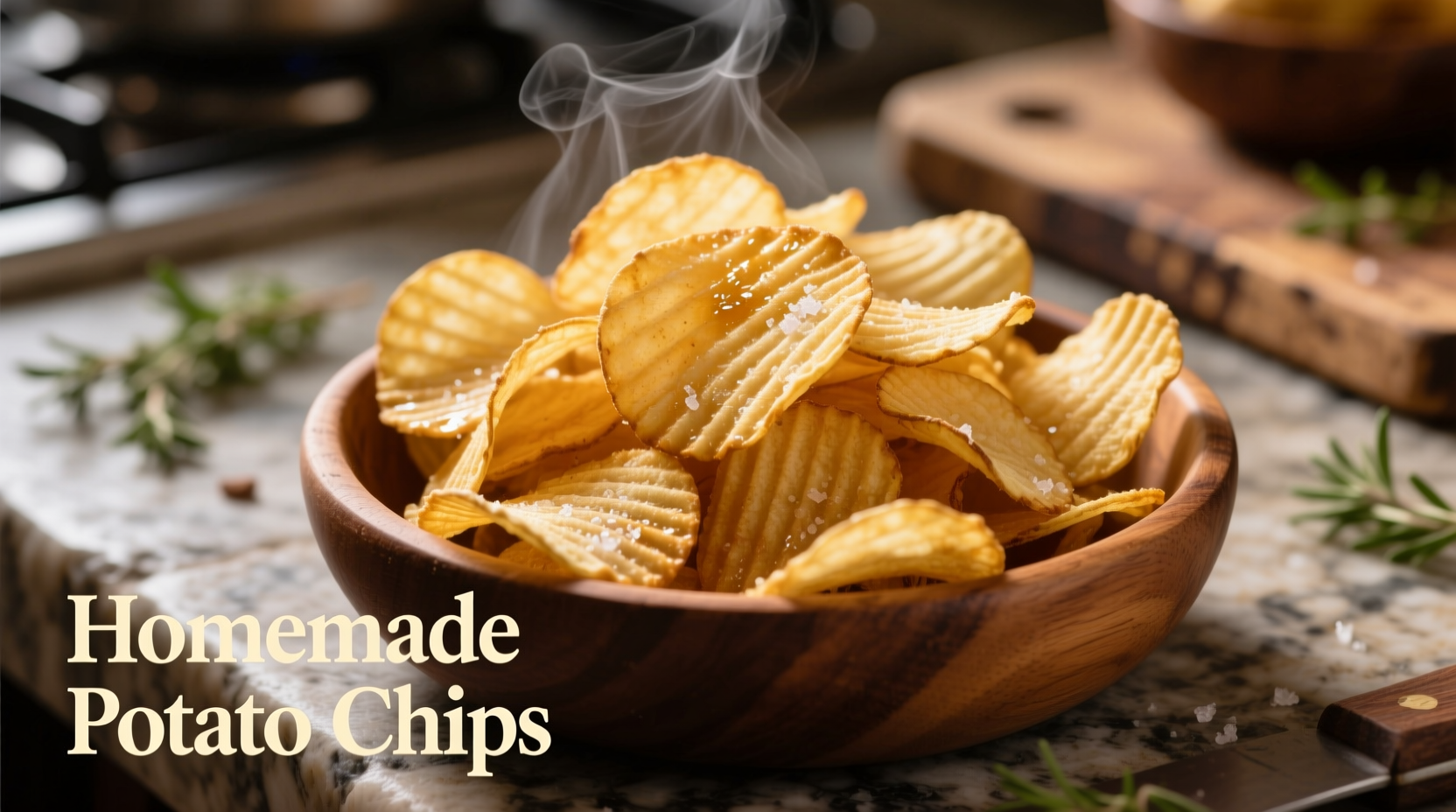 Homemade potato chips in golden perfection