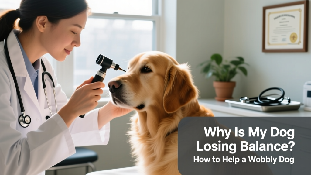 Veterinarian gently examining a dog's ear with an otoscope during a clinic visit