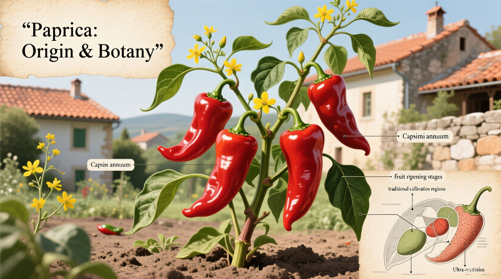Hungarian Édesnemes paprika in traditional mill with bright red powder