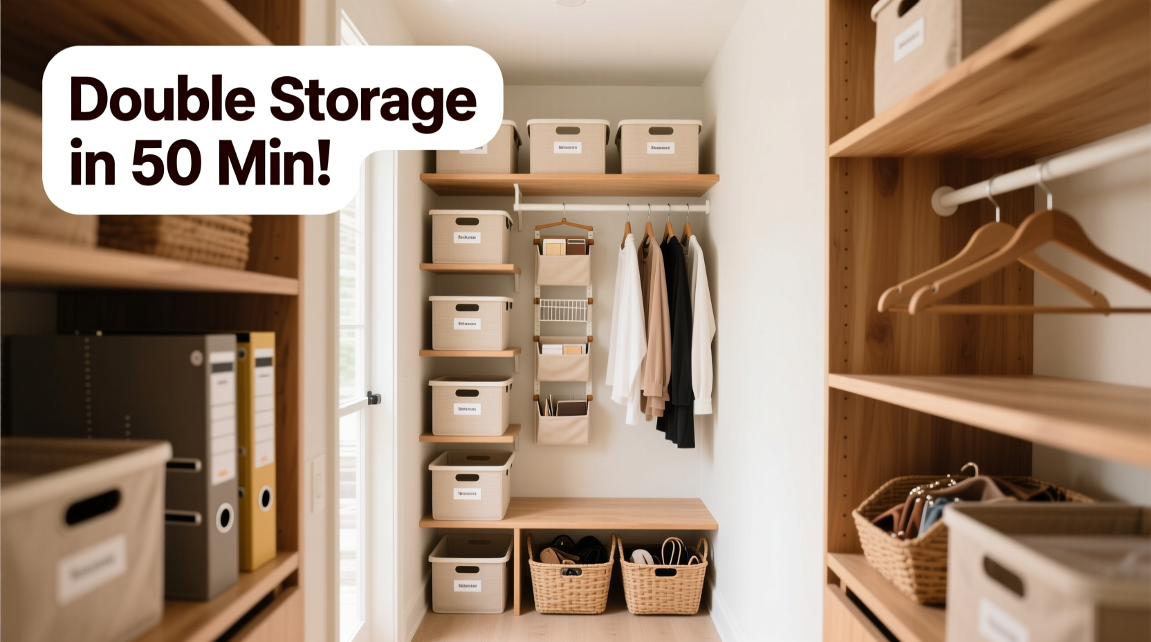 how to organize a small closet with double the storage in under an hour