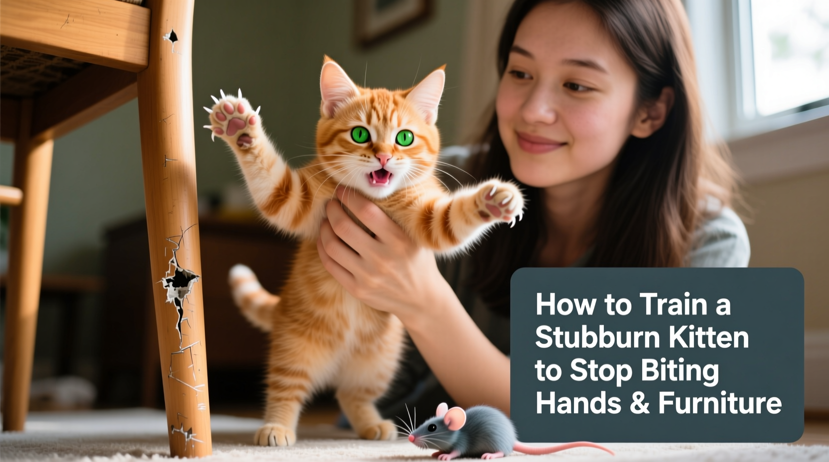 how to train a stubborn kitten to stop biting hands and furniture