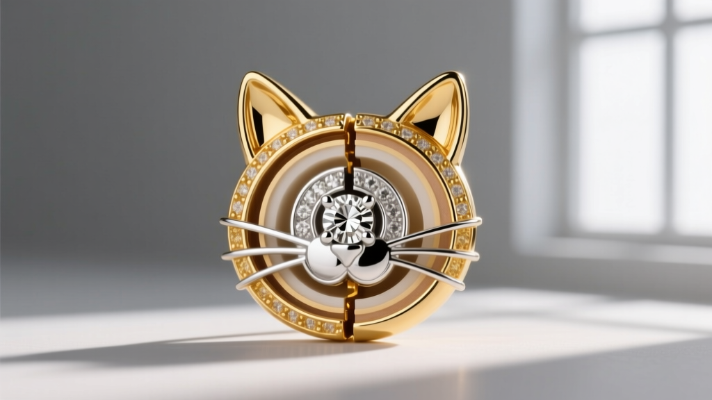 Cross-section diagram of a feline earring highlighting the 925 silver core, anti-tarnish e-coat, and 2.5-micron gold layer.