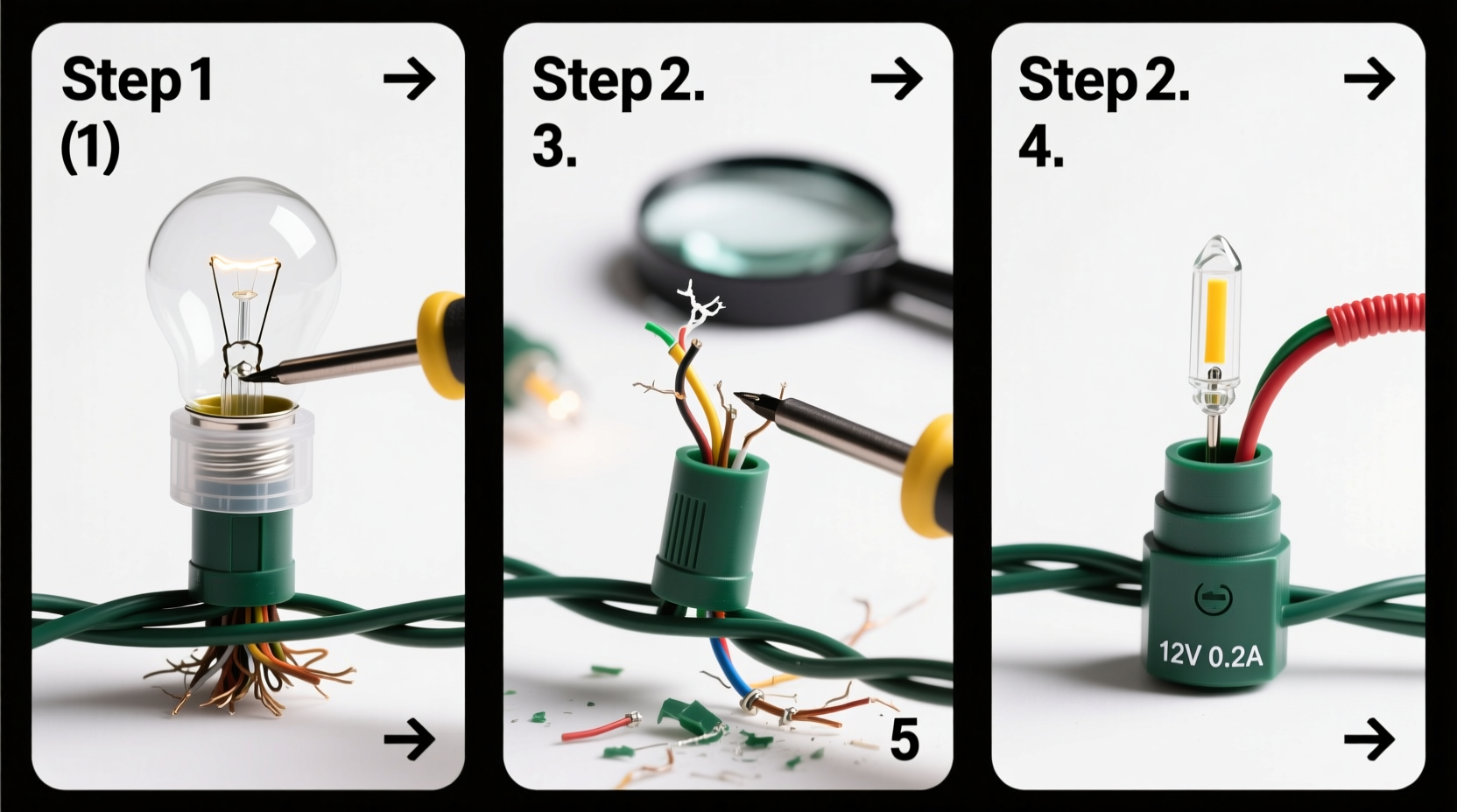 how do you repair christmas tree lights