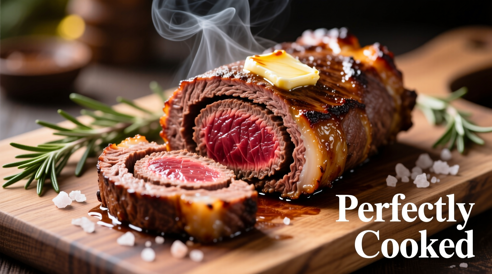 Perfectly cooked steak pinwheels sliced open