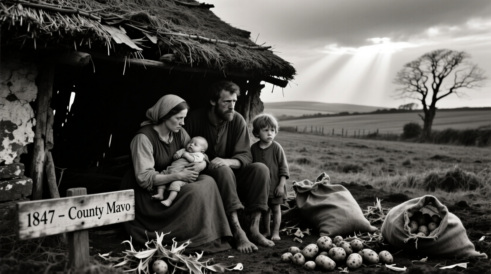 Historical depiction of Irish Potato Famine conditions