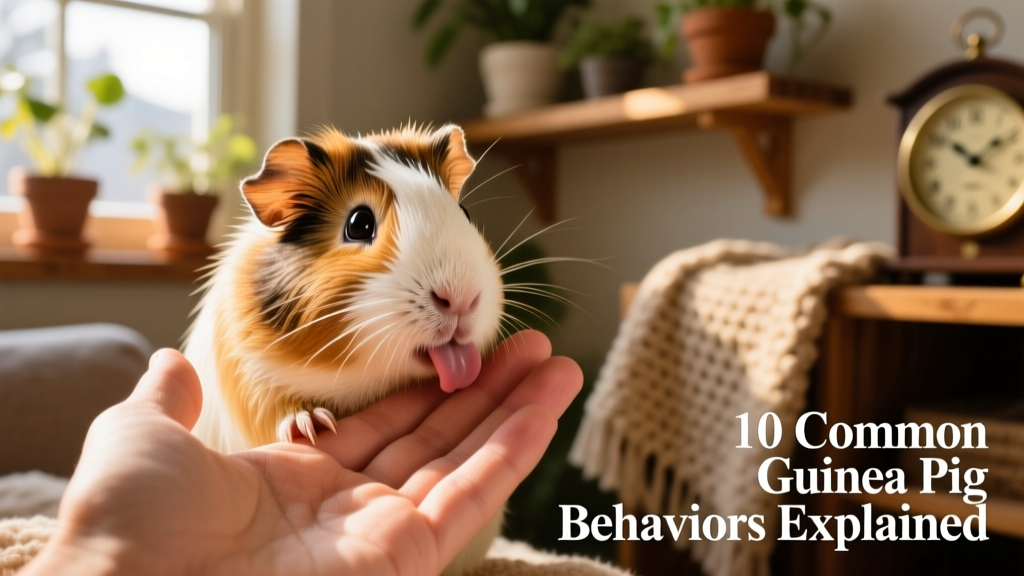 Close-up of a guinea pig gently licking a human hand