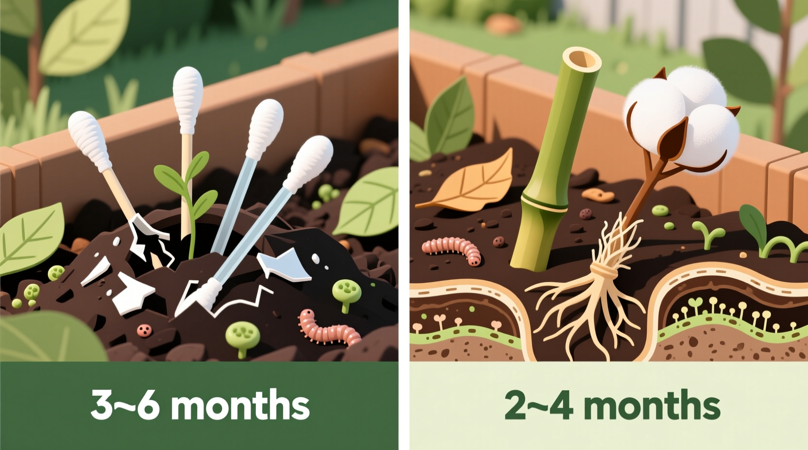 compostable swabs vs bamboo buds which decomposes faster