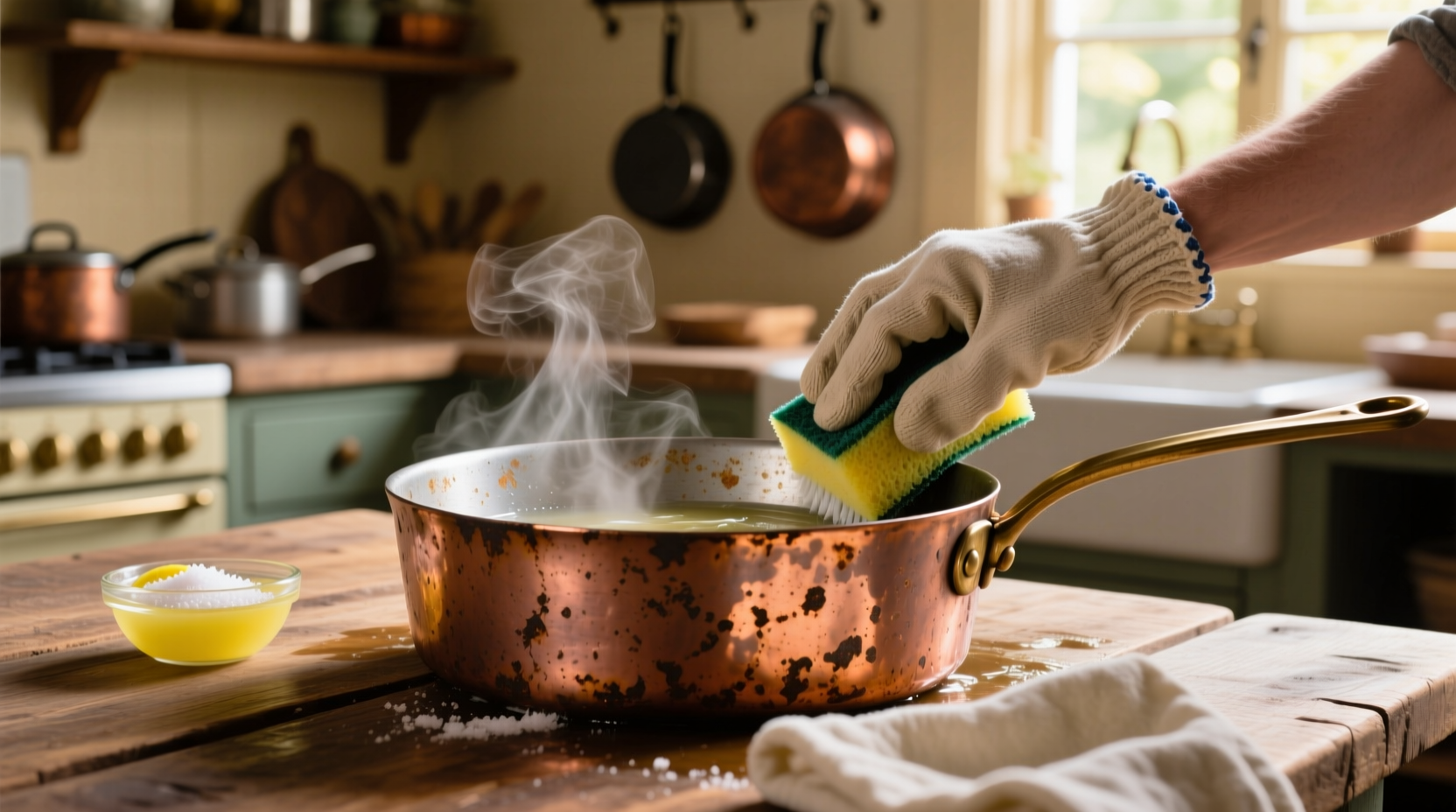 how to clean copper pans