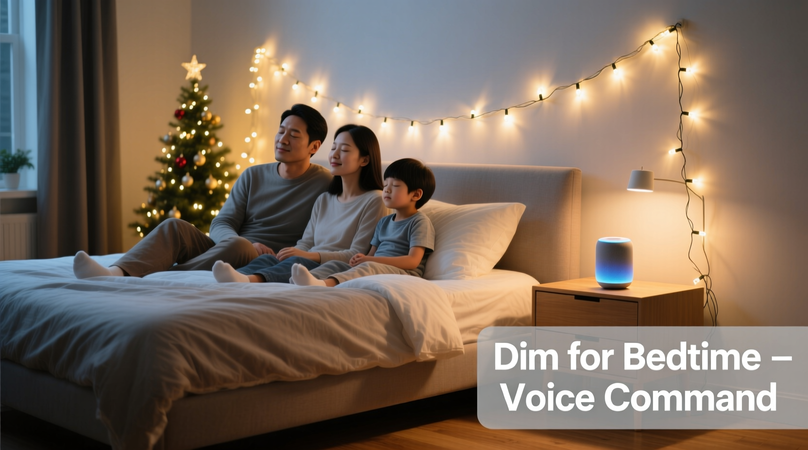how to use voice commands to dim christmas lights gradually for bedtime routines