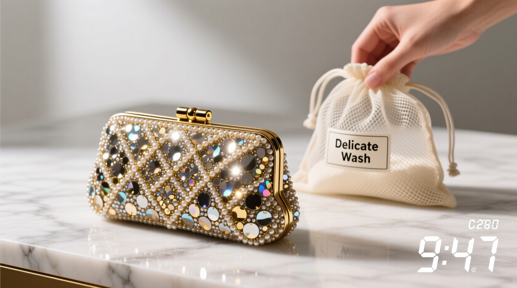 how to wash a sequined clutch without damaging it