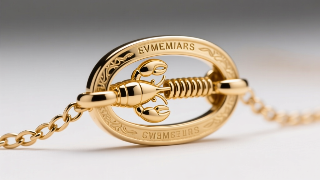 Close-up macro shot of a gold vermeil lobster clasp on a delicate box chain, highlighting the metal stamping and spring mechanism