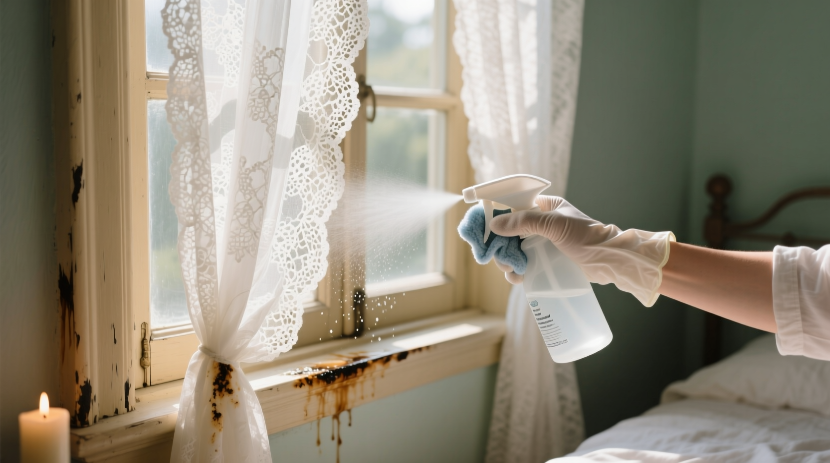 how to remove candle soot from white lace curtains