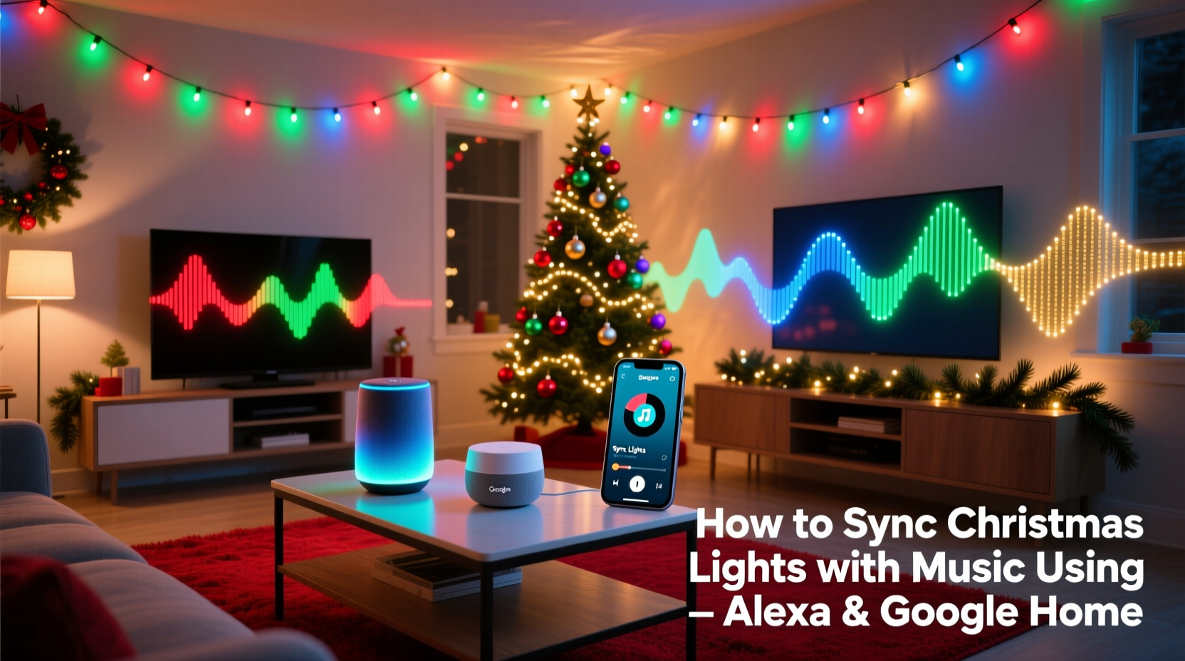 how to sync your christmas lights with music using smart home tech like alexa and google home