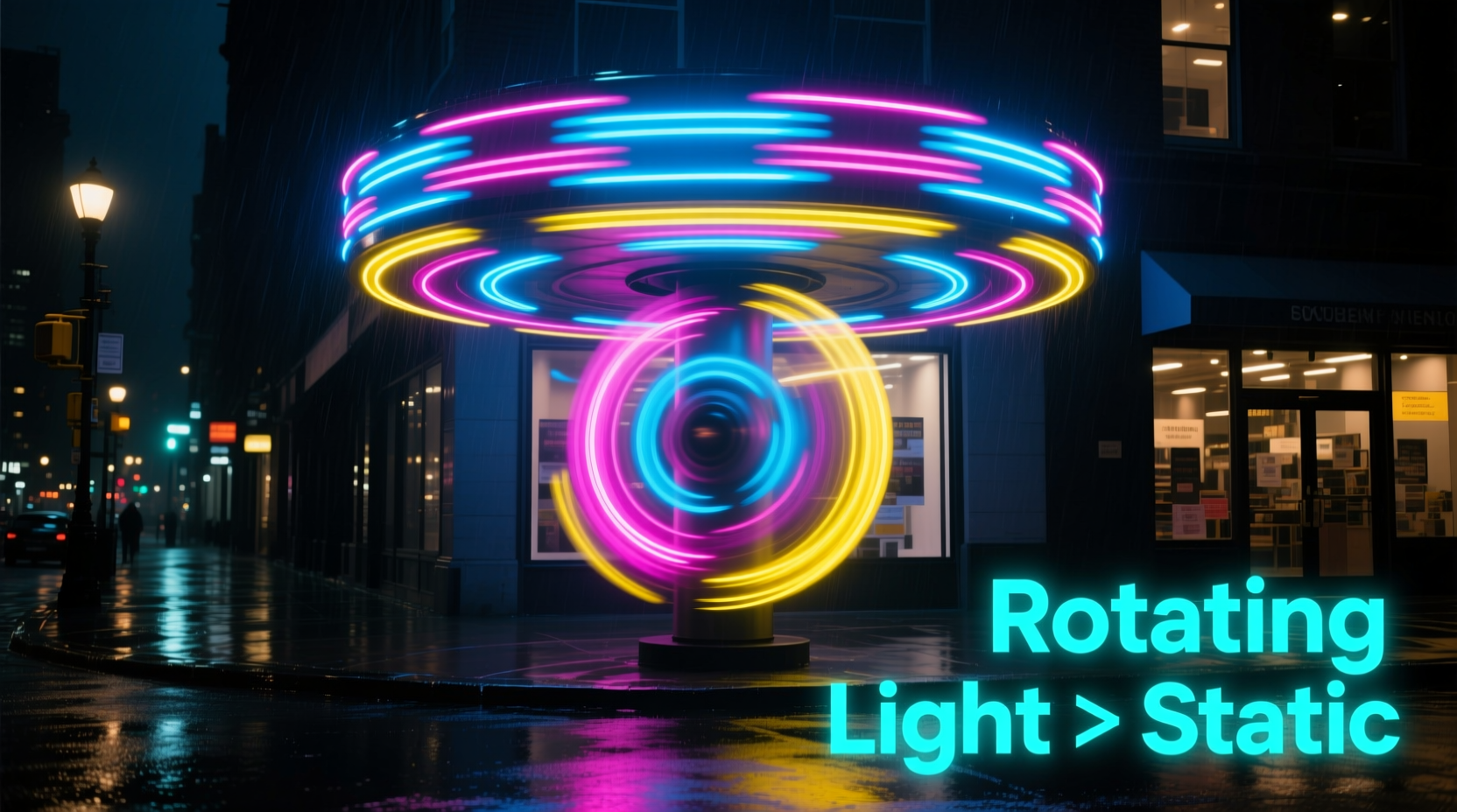 is a rotating light display better than static ones for attracting attention