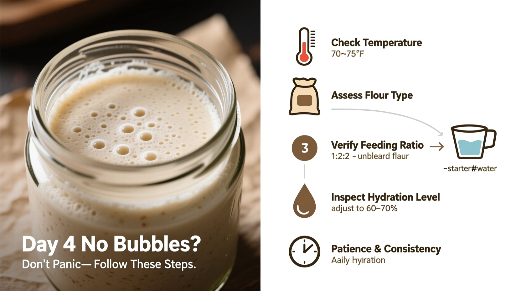 why is my sourdough starter not bubbling after day 4 troubleshooting guide