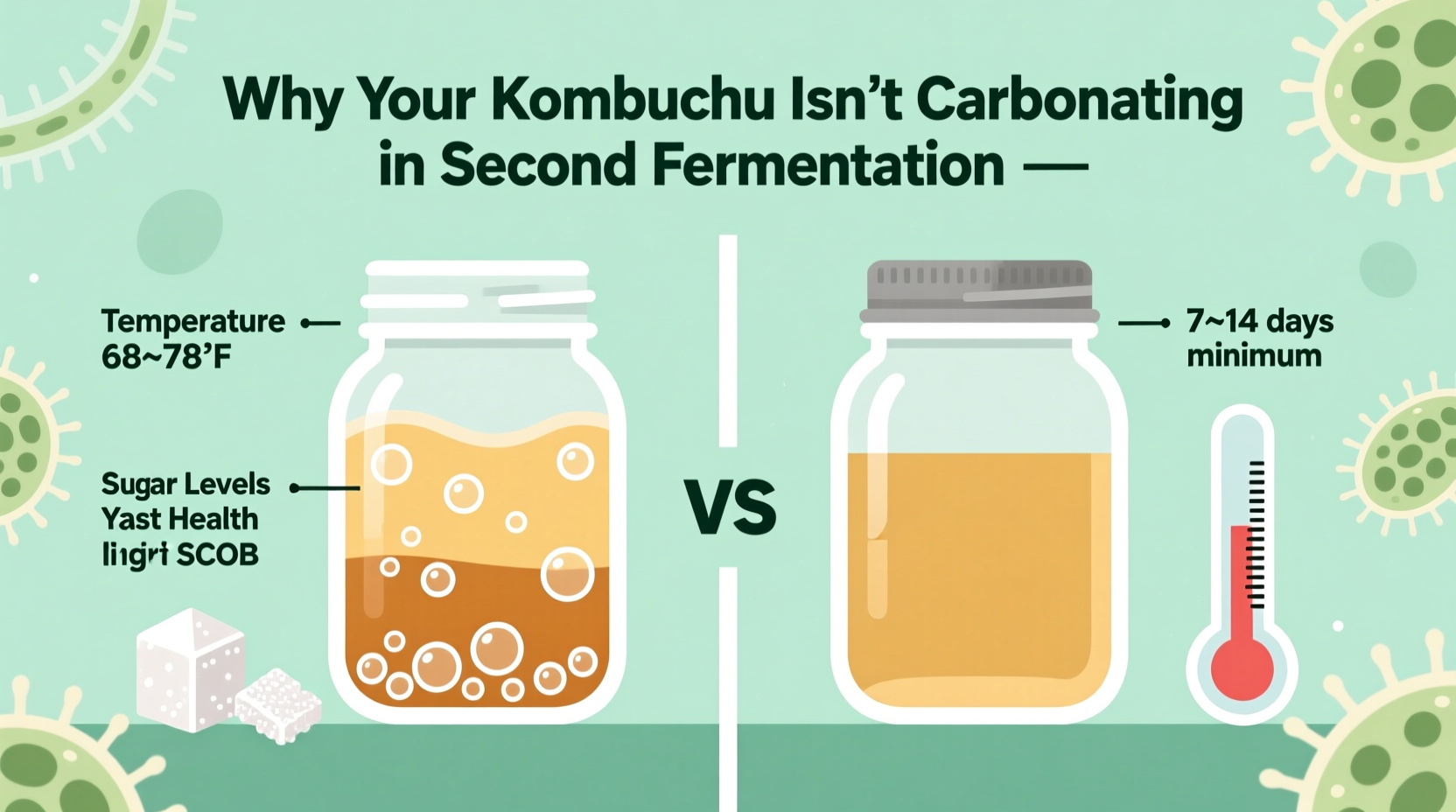 why is my kombucha not carbonating during second fermentation