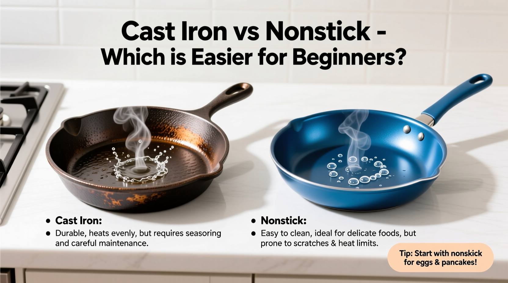 cast iron skillet vs nonstick which is easier for beginner cooks