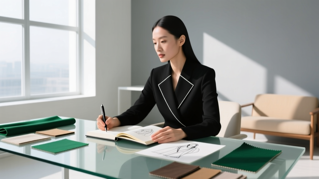Designer's hand sketching a baroque pearl necklace using graphite and white gouache on grey paper under soft, warm studio lighting