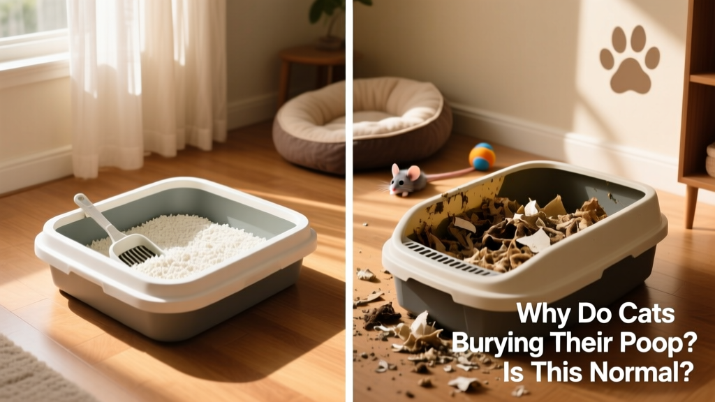 Side-by-side comparison: a clean, scooped litter box versus an overflowing, unscooped one