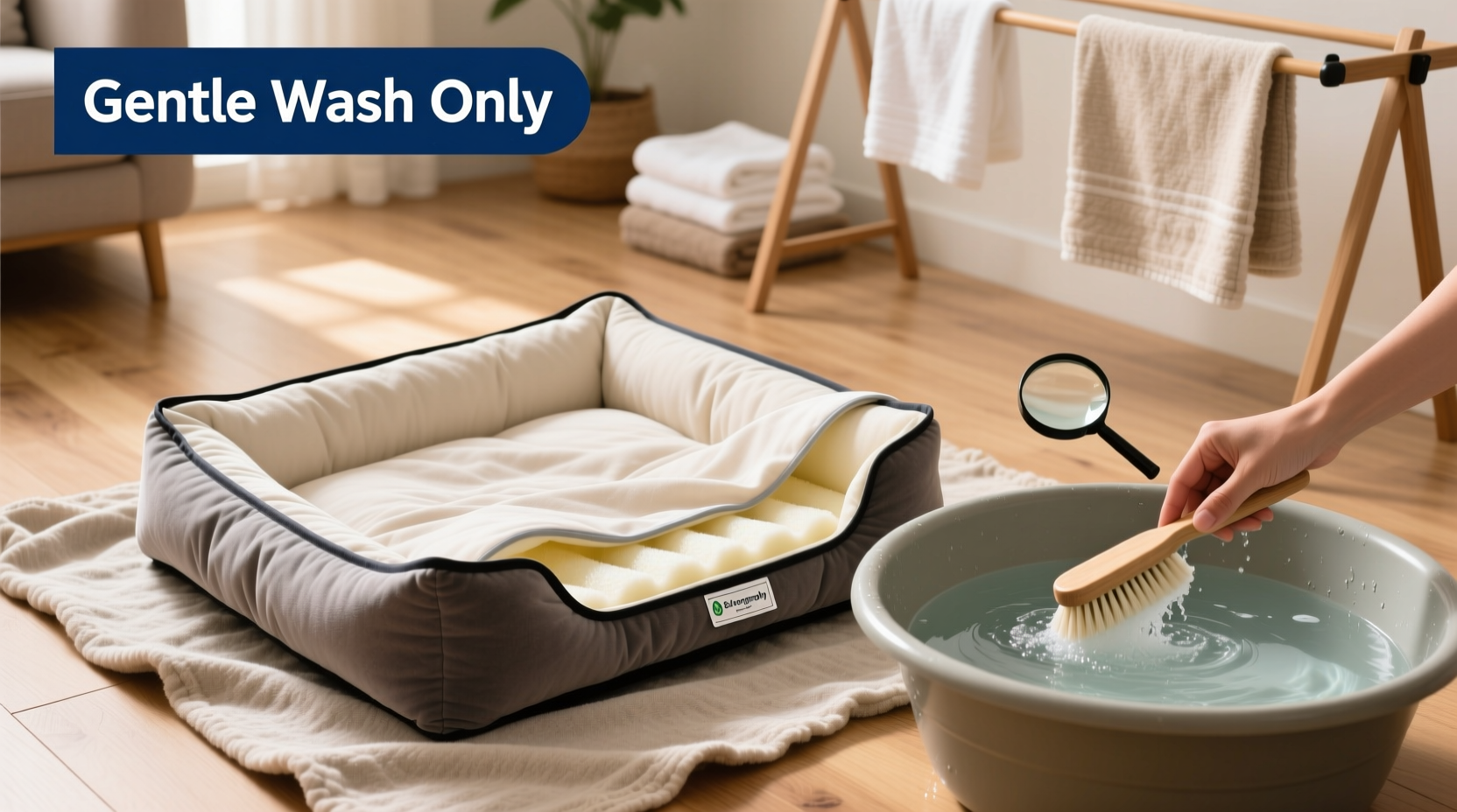 how to clean a memory foam pet bed cover safely