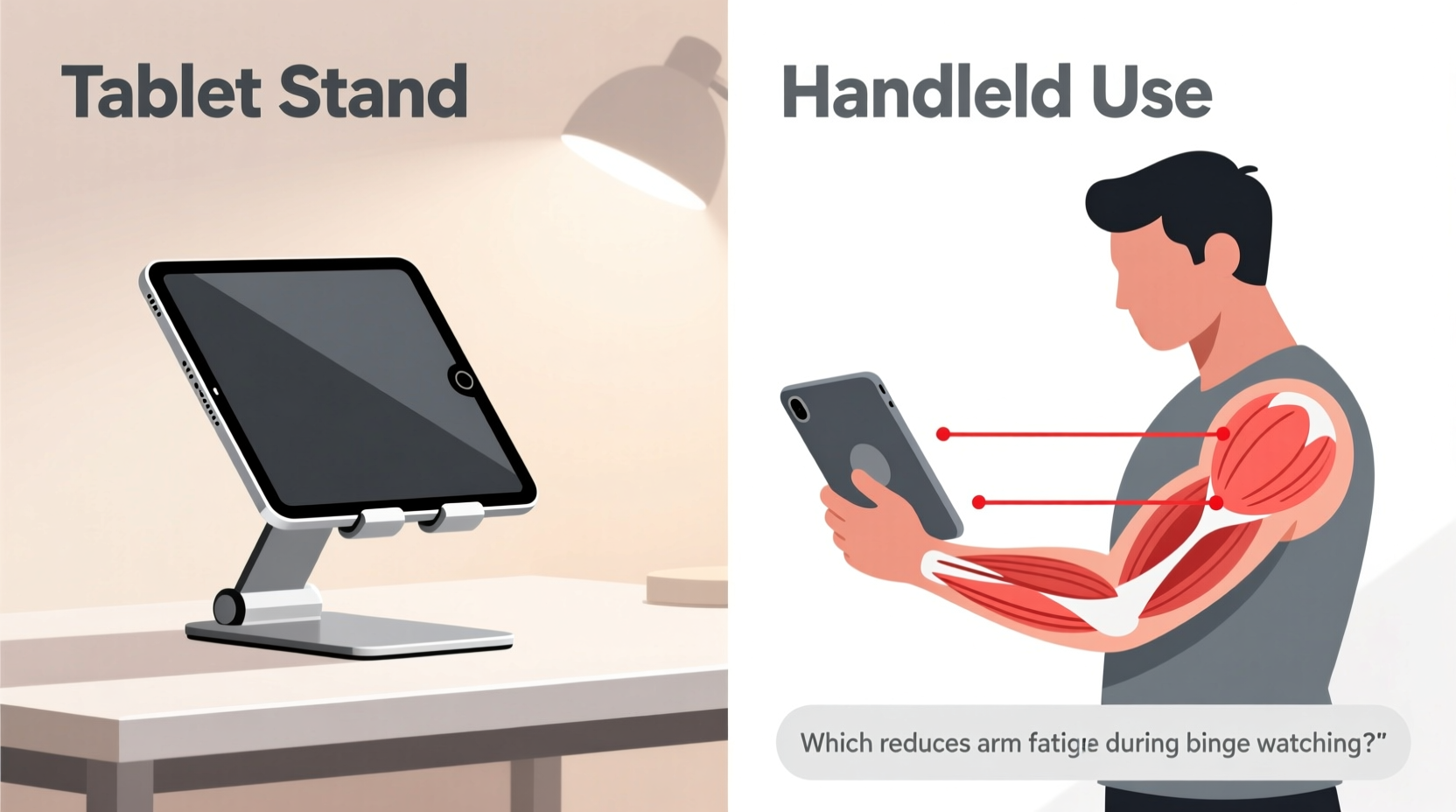 tablet stand vs handheld which reduces arm fatigue during binge watching